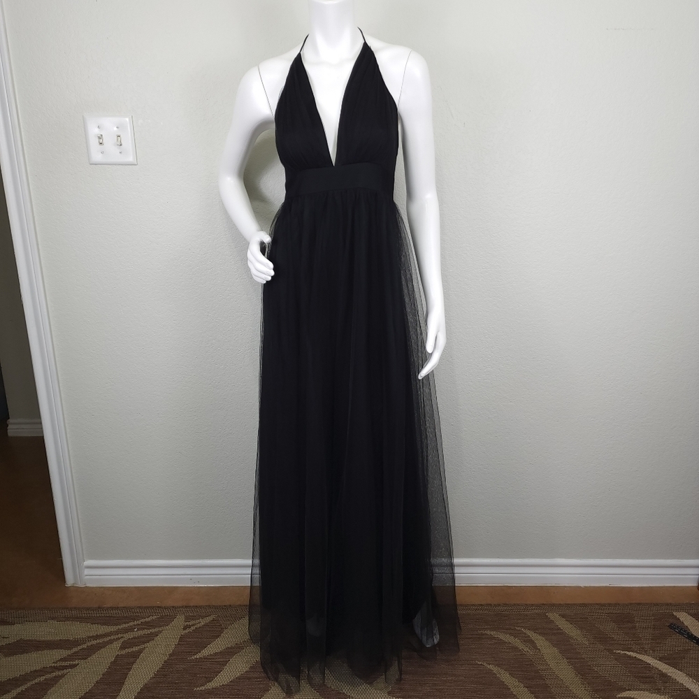 NWT Amoris Black Halter Maxi Gown Size M